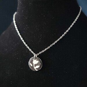 Vintage 60s tulip flower pendant with a small silver chain